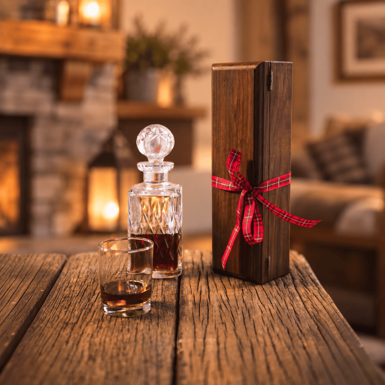 Gift Boxed Bourbon Bottle and Glass Image