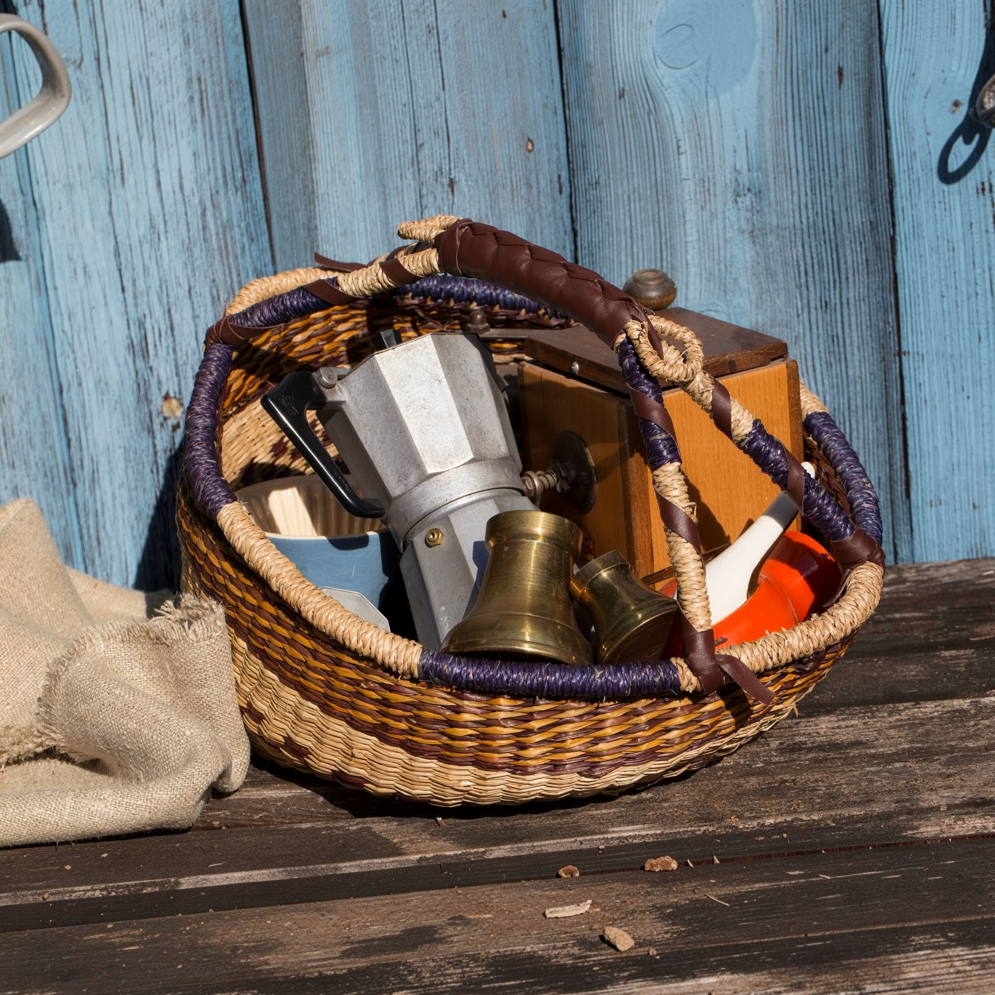 Antique Coffee Items Gift Basket